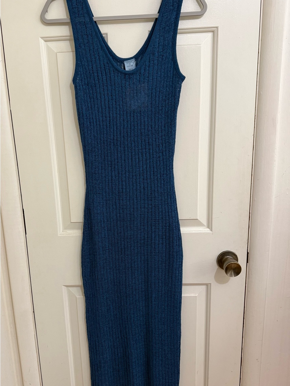 Shade & Shore Sleeveless Ribbed Maxi Dress in Teal Blue